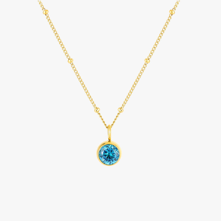 Birthstone Necklace - Aurora-March | Aquamarine-Gold-State of Style