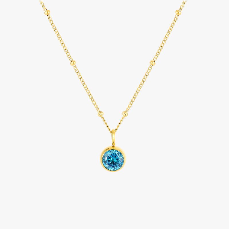 Birthstone Necklace - Aurora-March | Aquamarine-Gold-State of Style