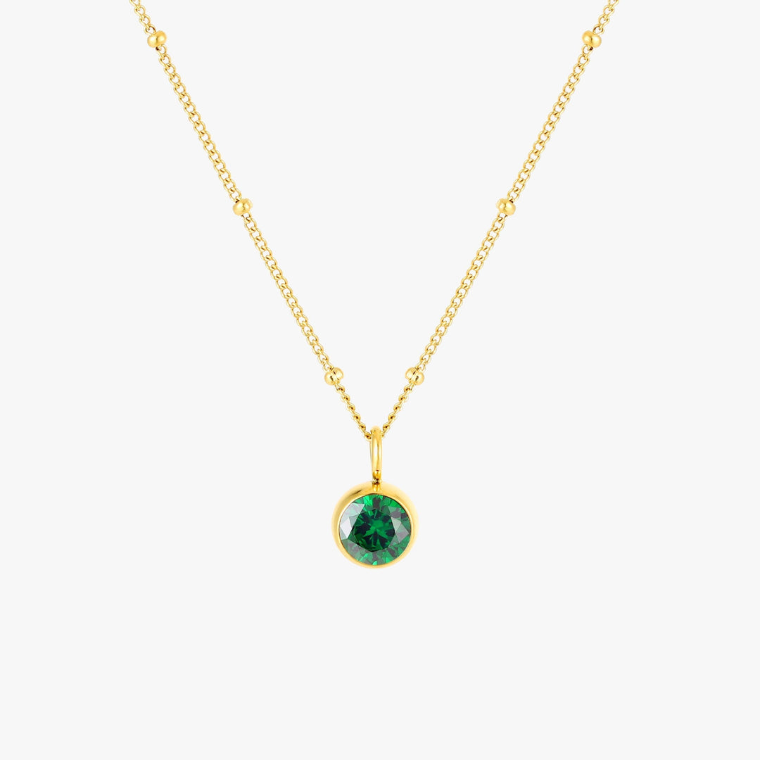 Birthstone Necklace - Aurora-May | Emerald-Gold-State of Style