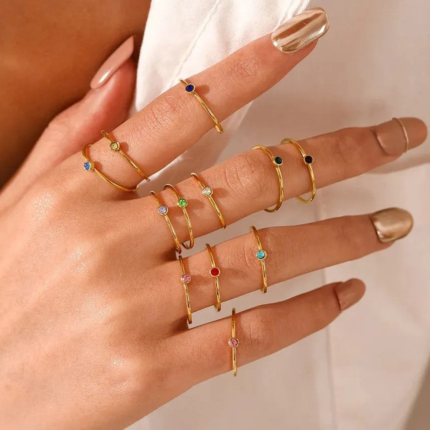 Birthstone Ring | Simple Design | Personalised Gift-JANUARY-5-GOLD-State of Style