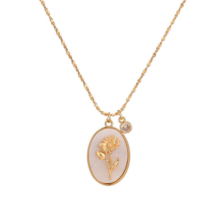 Birthstone with Birth Flowers Necklace - Aurora-April - Daisy-State of Style