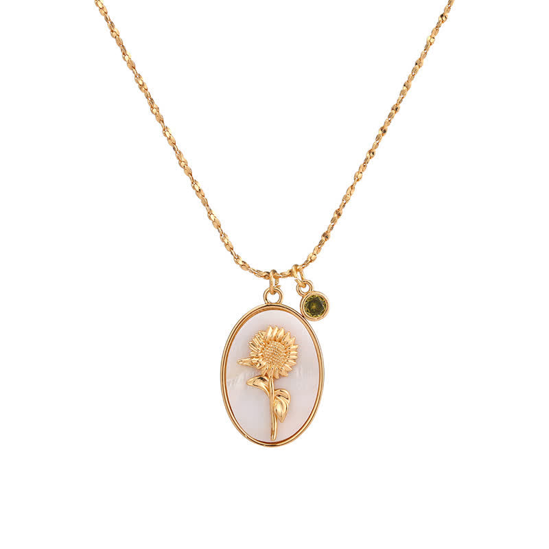 Birthstone with Birth Flowers Necklace - Aurora-August - Poppy-State of Style