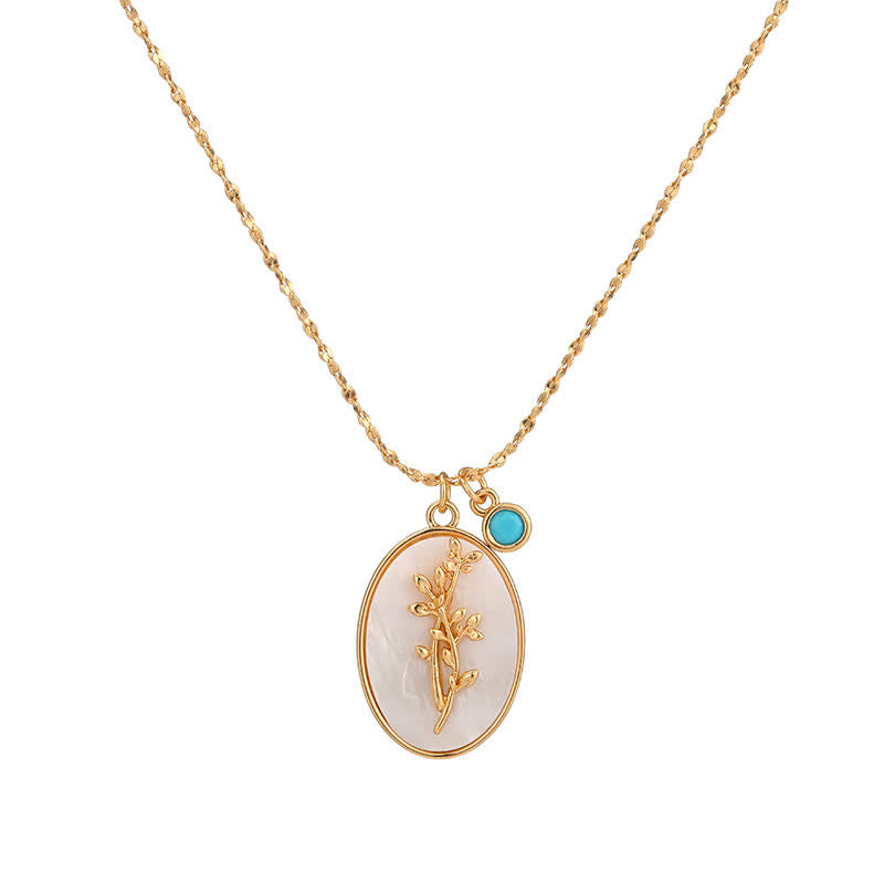 Birthstone with Birth Flowers Necklace - Aurora-December - Poinsettia-State of Style