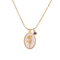 Birthstone with Birth Flowers Necklace - Aurora-February - Iris-State of Style