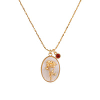 Birthstone with Birth Flowers Necklace - Aurora-January - Carnation-State of Style