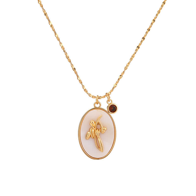 Birthstone with Birth Flowers Necklace - Aurora-July - Water Lily-State of Style