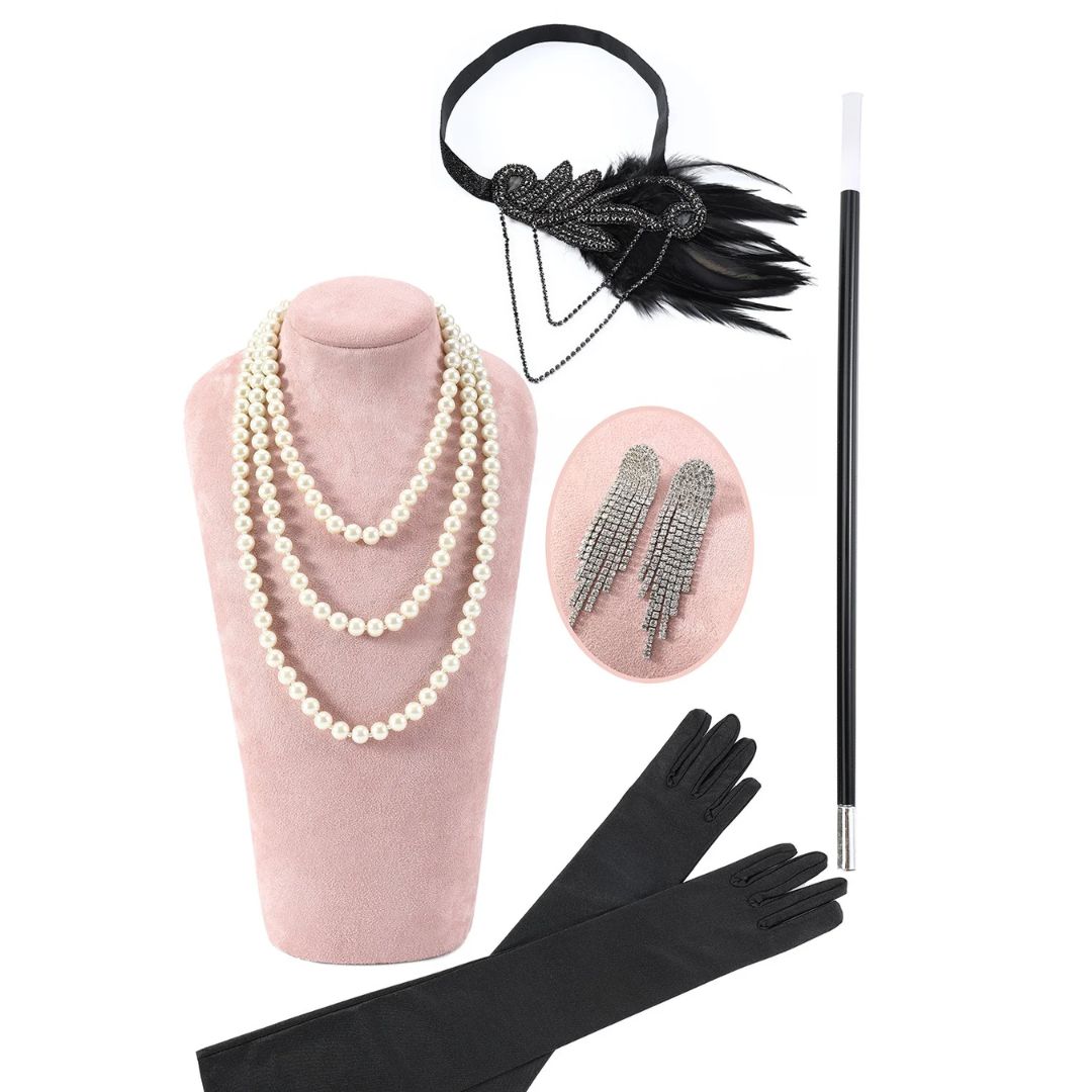 Black 1920s Accessories Set-State of Style