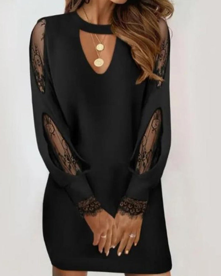 Black Bodycon Dress with Mesh and V-neck – Selena-S-State of Style