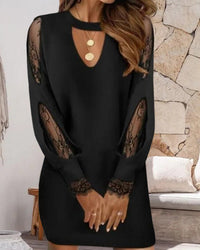 Black Bodycon Dress with Mesh and V-neck – Selena-S-State of Style