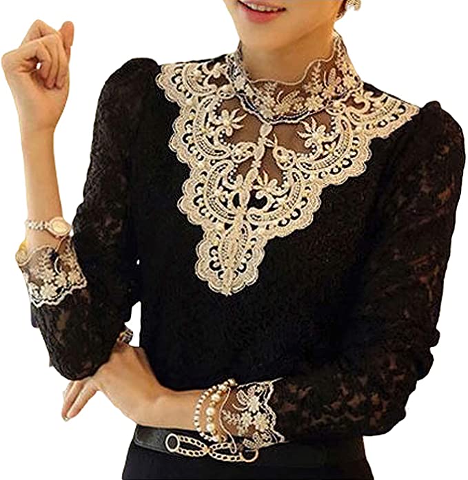 Ladies' blouse with autumnal embroidered lace – Elisabeth