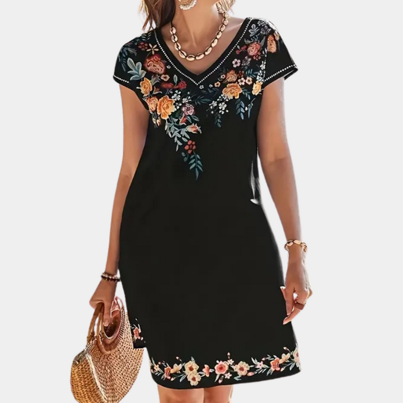 Black Floral Summer Dress - Sofia-XS-State of Style