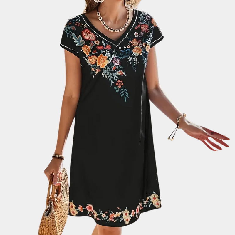 Black Floral Summer Dress - Sofia-XS-State of Style