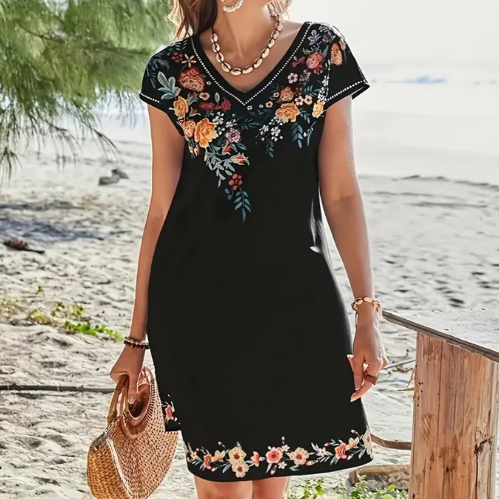 Black Floral Summer Dress - Sofia-XS-State of Style