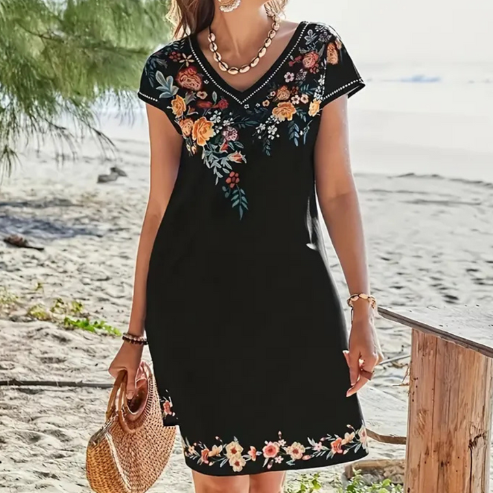 Black Floral Summer Dress - Sofia-XS-State of Style