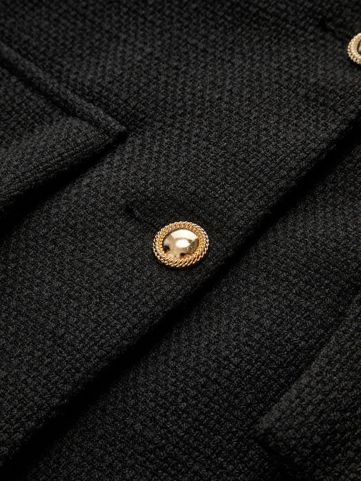Black Gold Button Tweed Blazer - Camille-XS-State of Style