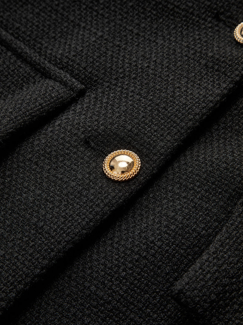 Black Gold Button Tweed Blazer - Camille-XS-State of Style