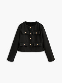 Black Gold Button Tweed Blazer - Camille-XS-State of Style