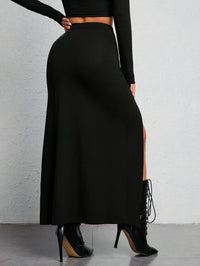 Black High Waist Split Skirt - Sophie-S-State of Style