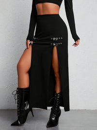 Black High Waist Split Skirt - Sophie-S-State of Style