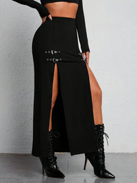 Black High Waist Split Skirt - Sophie-S-State of Style