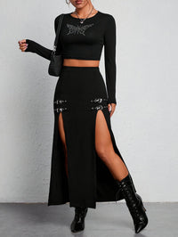 Black High Waist Split Skirt - Sophie-S-State of Style