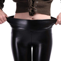 Black Imitation Leather Leggings - Aurora-S-State of Style