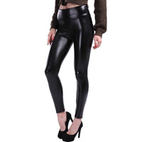 Black Imitation Leather Leggings - Aurora-S-State of Style