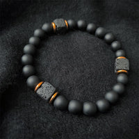 Black Onyx and Lava Stone Cube Balance Bracelet - Aurelia-Onyx-Gold-State of Style