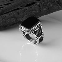 Black Onyx Silver Ring for Men - Max-57mm-State of Style