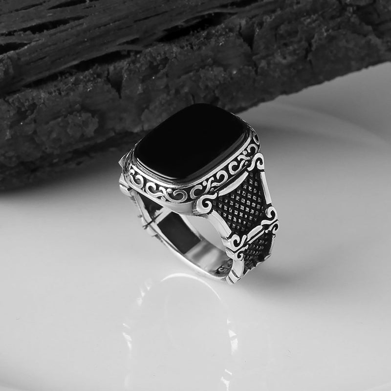Black Onyx Silver Ring for Men - Max-57mm-State of Style