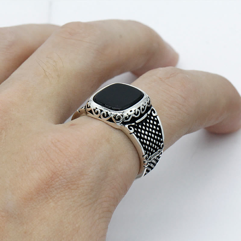 Black Onyx Silver Ring for Men - Max-57mm-State of Style