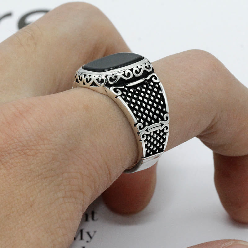 Black Onyx Silver Ring for Men - Max-57mm-State of Style
