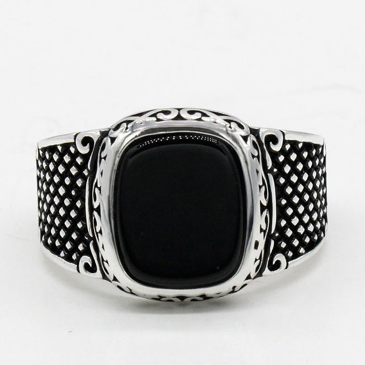 Black Onyx Silver Ring for Men - Max-57mm-State of Style