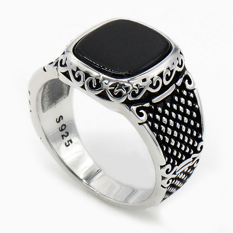 Black Onyx Silver Ring for Men - Max-57mm-State of Style