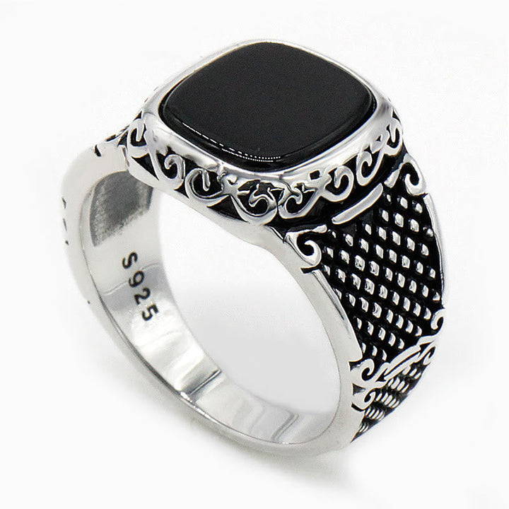 Black Onyx Silver Ring for Men - Max-57mm-State of Style