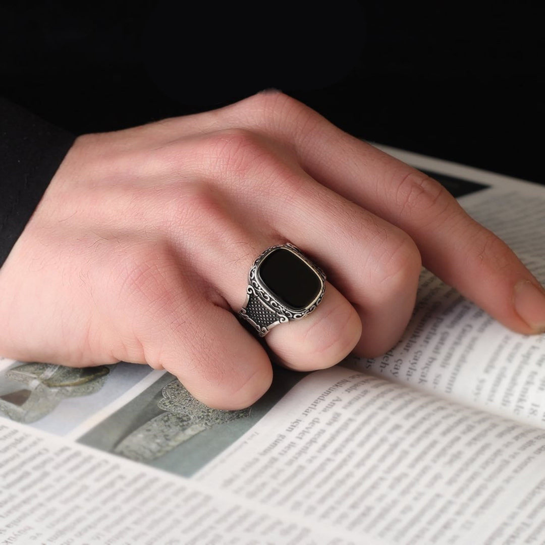Black Onyx Silver Ring for Men - Max-57mm-State of Style