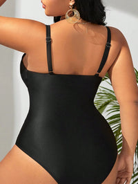 Black Plus Size Strappy Bombshell Swimsuit-Black-2XL-State of Style