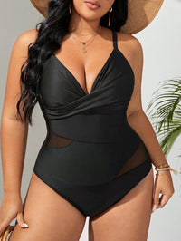 Black Plus Size Strappy Bombshell Swimsuit-Black-2XL-State of Style