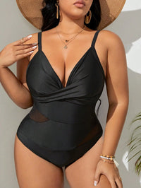 Black Plus Size Strappy Bombshell Swimsuit-Black-2XL-State of Style