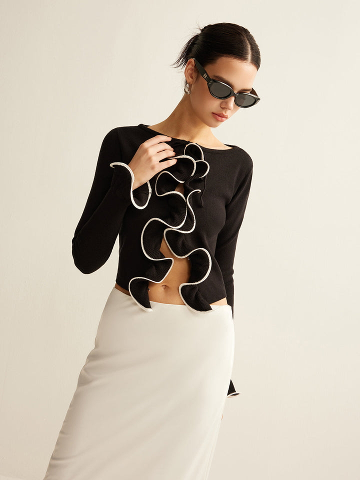 Black Skinny Ruffle Cardigan for Women - Isabella-XS-State of Style