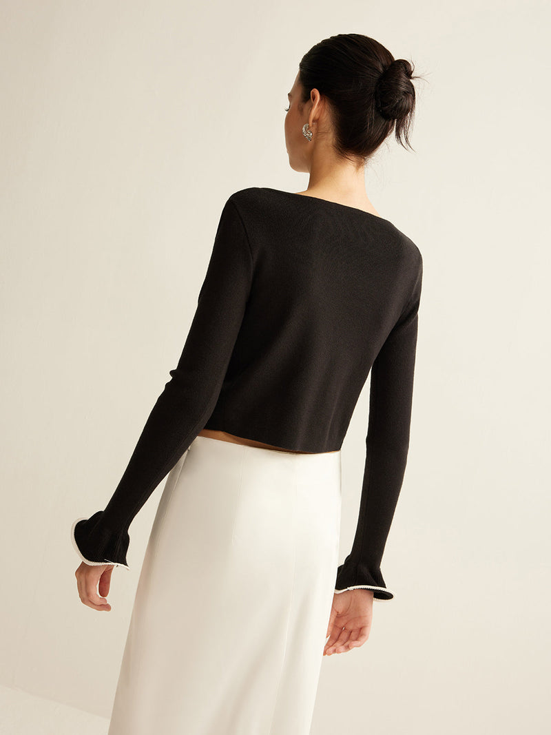 Black Skinny Ruffle Cardigan for Women - Isabella-XS-State of Style