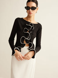 Black Skinny Ruffle Cardigan for Women - Isabella-XS-State of Style