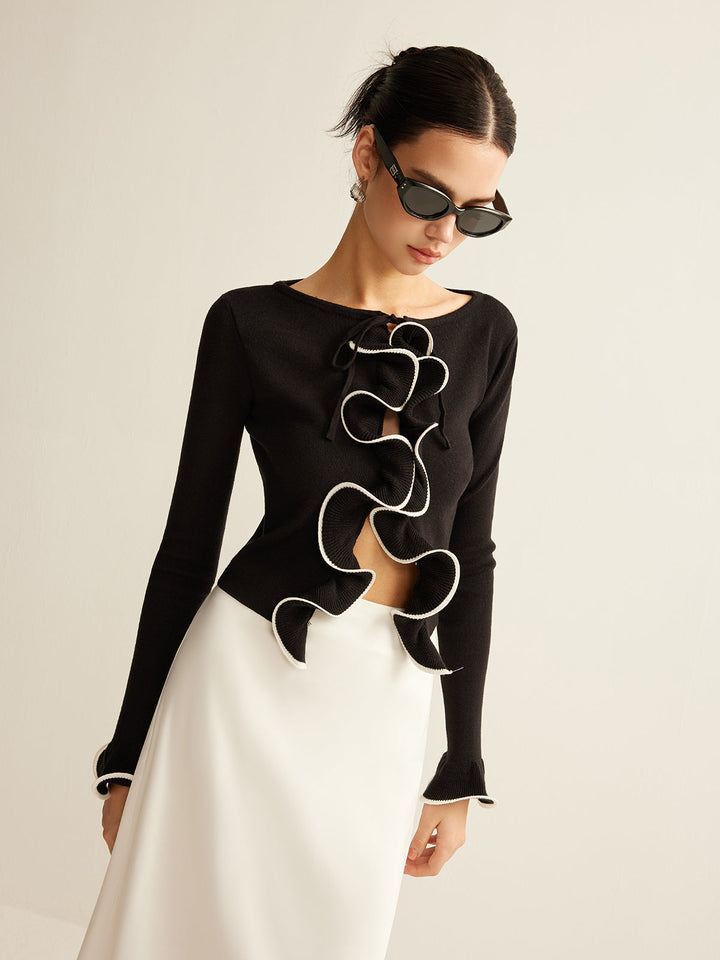 Black Skinny Ruffle Cardigan for Women - Isabella-XS-State of Style