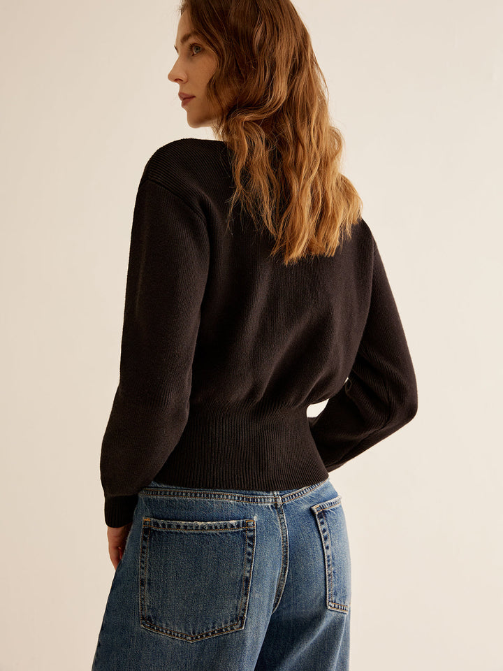 Black Sweater with 2 Buttons for Women - Alina-XS-State of Style