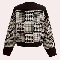 Black Women's Cardigan with Houndstooth Pattern - Isolde-XS-State of Style