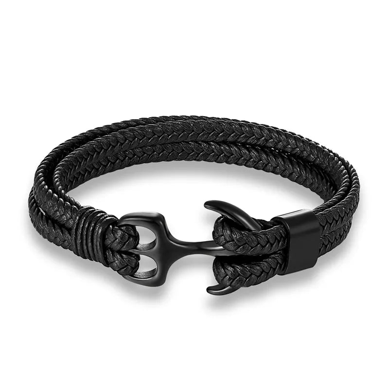 Nautical Anchor Leather Bracelet | Stylish Men's Jewellery