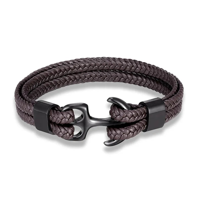 Nautical Anchor Leather Bracelet | Stylish Men's Jewellery