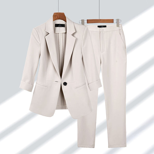 Blazer and Trouser Outfit - SophiaSet-Beige-M-State of Style