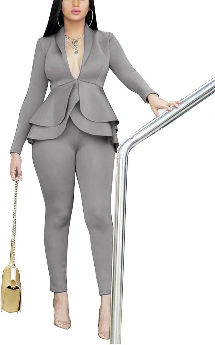 Blazer and Trousers Set - Faylinn-Blue-S-State of Style