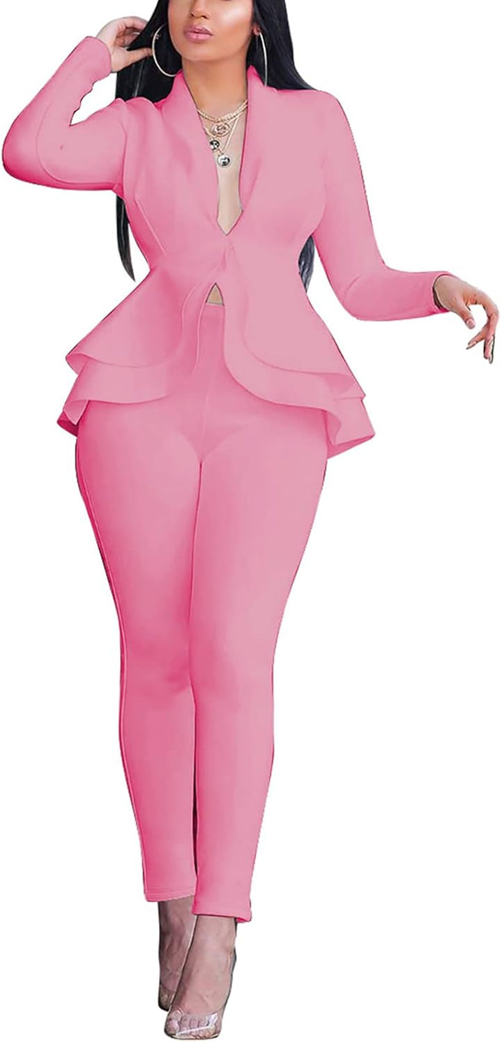 Blazer and Trousers Set - Faylinn-Pink-S-State of Style